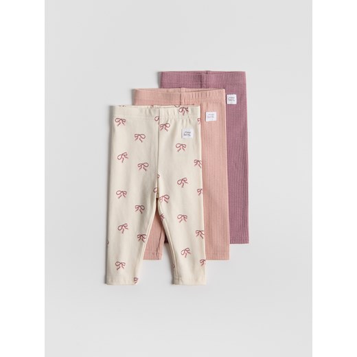 Reserved - Bawełniane legginsy 3 pack - jasnofioletowy ze sklepu Reserved w kategorii Spodnie i półśpiochy - zdjęcie 186553011
