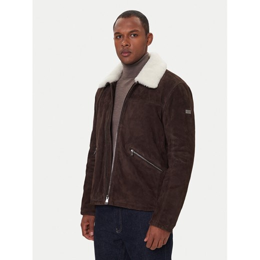 JOOP! Jeans Kurtka skórzana Byer 2620066 Brązowy Regular Fit ze sklepu MODIVO w kategorii Kurtki męskie - zdjęcie 186555782
