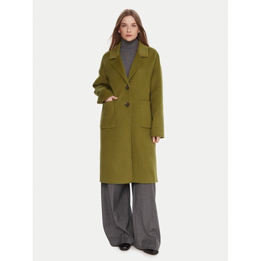 United Colors Of Benetton Płaszcz wełniany 28F7DN082 Zielony Regular Fit ze sklepu MODIVO w kategorii Płaszcze damskie - zdjęcie 186555871