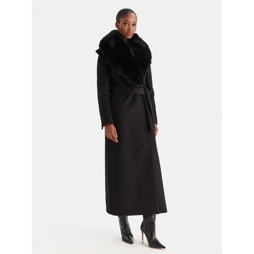 YES LONDON Płaszcz wełniany CD1218ECO Czarny Regular Fit ze sklepu MODIVO w kategorii Płaszcze damskie - zdjęcie 186555892
