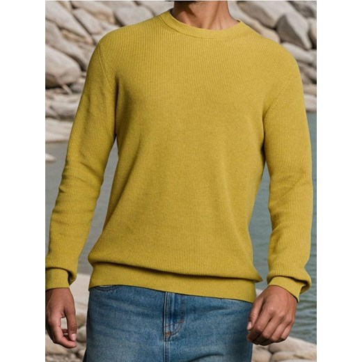 Sinsay - Bawełniany sweter basic - żółty - id: 782FZ-18M - marki Sinsay - 186558053 Sinsay - Bawełniany sweter basic - żółty ze sklepu Sinsay w kategorii Swetry męskie - zdjęcie 186558053