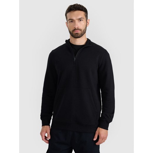 Męska bluza nierozpinana bez kaptura 4F 4FWAW25TSWSM1902 - czarna ze sklepu Sportstylestory.com w kategorii Bluzy męskie - zdjęcie 186558190