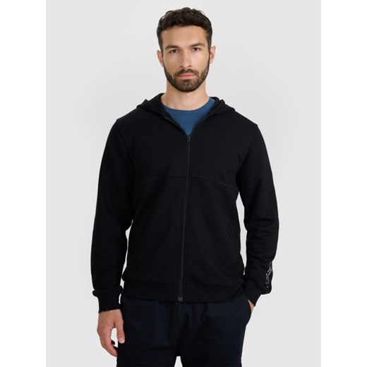 Męska bluza rozpinana z kapturem 4F 4FWAW25TSWSM1903 - czarna ze sklepu Sportstylestory.com w kategorii Bluzy męskie - zdjęcie 186558233