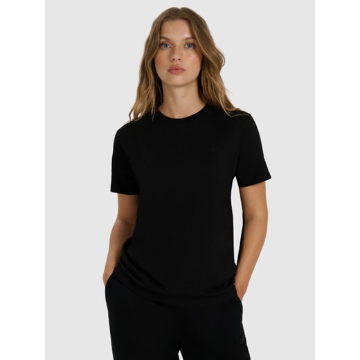Damski t-shirt basic 4F 4FWAW25TTSHF297 - czarny ze sklepu Sportstylestory.com w kategorii Bluzki damskie - zdjęcie 186558412