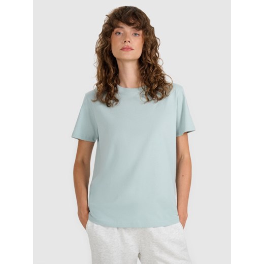 Damski t-shirt basic 4F 4FWAW25TTSHF297 - zielony ze sklepu Sportstylestory.com w kategorii Bluzki damskie - zdjęcie 186558432