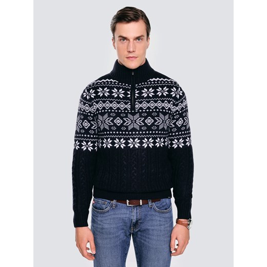 Sweter męski ze skandynawskim wzorem granatowy Kevino 403 ze sklepu Big Star w kategorii Swetry męskie - zdjęcie 186558523