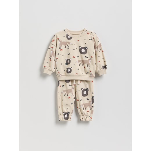 Reserved - Bawełniany komplet z nadrukiem - beżowy ze sklepu Reserved w kategorii Komplety niemowlęce - zdjęcie 186558914