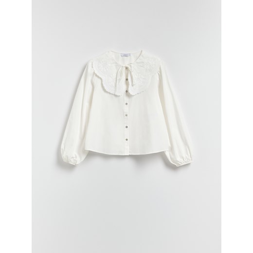 Reserved - Koszula z ozdobnym kołnierzem - biały ze sklepu Reserved w kategorii Koszule damskie - zdjęcie 186558983