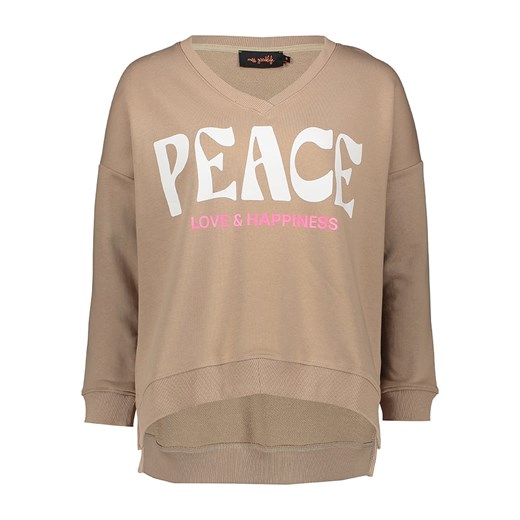 miss goodlife Bluza &quot;Peace Love &amp; Happiness&quot; w kolorze beżowym ze sklepu Limango Polska w kategorii Bluzy damskie - zdjęcie 186560402