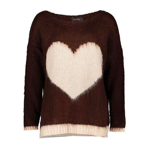 miss goodlife Sweter &quot;Heart&quot; w kolorze ciemnobrązowo-kremowym Miss Goodlife S promocja Limango Polska
