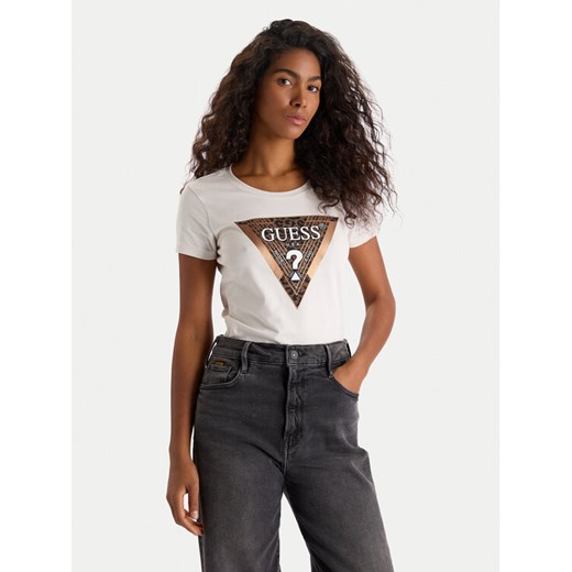 Guess T-Shirt W5BI28 J1314 Biały Slim Fit ze sklepu MODIVO w kategorii Bluzki damskie - zdjęcie 186562772