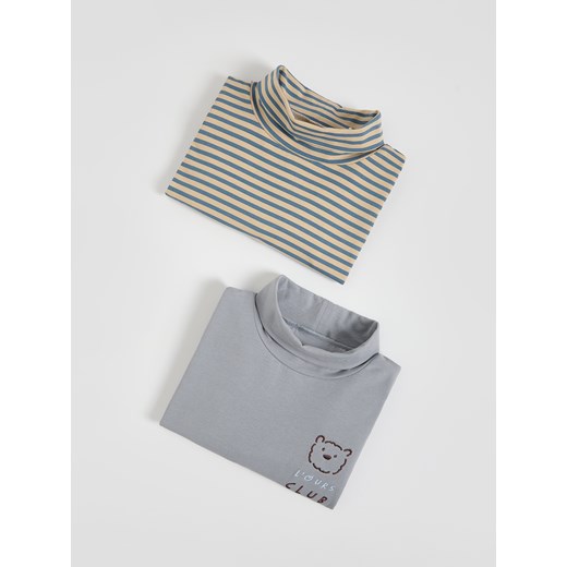 Reserved - Bawełniany longsleeve 2 pack - jasnoszary - id: 106FI-09X - marki Reserved - 186563122 Reserved - Bawełniany longsleeve 2 pack - jasnoszary ze sklepu Reserved w kategorii T-shirty chłopięce - zdjęcie 186563122