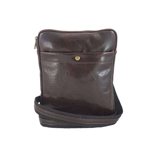 Modna męska torba skórzana z regulowanym paskiem - Brązowa ciemna ze sklepu Barberinis w kategorii Torby męskie - zdjęcie 186565474