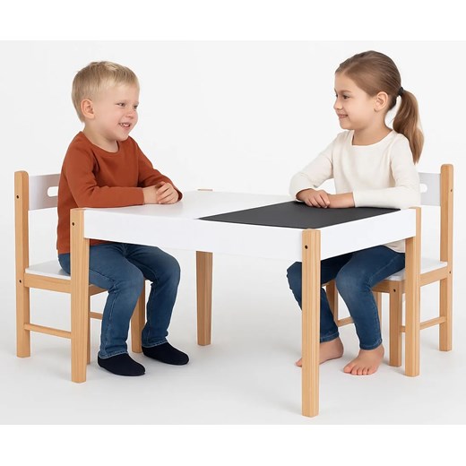 Biały stolik z krzesełkami dla dzieci F9-G76 ze sklepu Edinos.pl w kategorii Łóżka dziecięce - zdjęcie 186566511