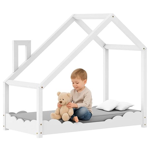 Drewniane łóżko dziecięce domek W7-W94 ze sklepu Edinos.pl w kategorii Łóżka dziecięce - zdjęcie 186566564