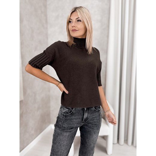 sweter raffe brązowy one size ze sklepu UBRA w kategorii Swetry damskie - zdjęcie 186568854