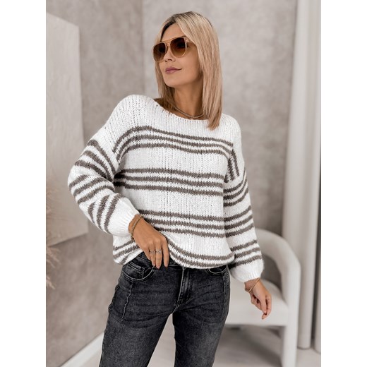 sweter rilian ecru one size ze sklepu UBRA w kategorii Swetry damskie - zdjęcie 186568863