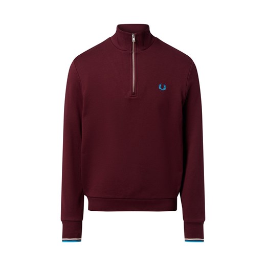 Fred Perry Męska bluza nierozpinana Mężczyźni Bawełna bordowy jednolity ze sklepu vangraaf w kategorii Bluzy męskie - zdjęcie 186570431