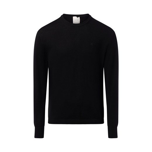 Calvin Klein Męski wełniany sweter Mężczyźni czarny jednolity - id: 779249-0004-09900 - marki Calvin Klein - 186570440 Calvin Klein Męski wełniany sweter Mężczyźni czarny jednolity ze sklepu vangraaf w kategorii Swetry męskie - zdjęcie 186570440
