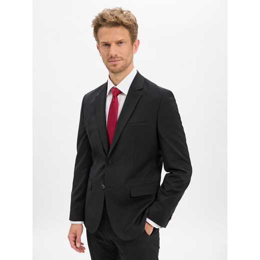 HUGO Męska kurtka modułowa -Arti Mężczyźni Super Slim Fit czarny jednolity ze sklepu vangraaf w kategorii Marynarki męskie - zdjęcie 186570480