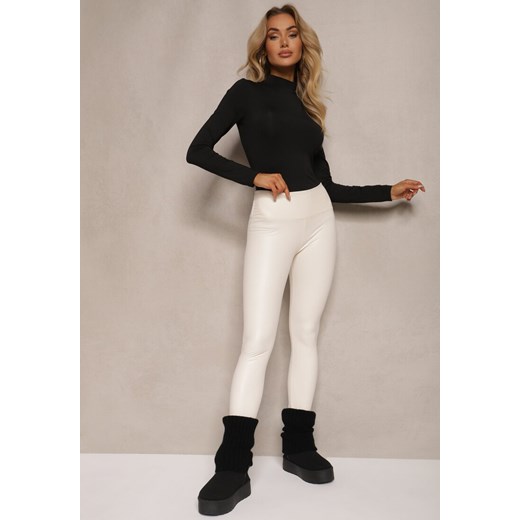 Białe Legginsy z Imitacji Skóry High Waist z Polarem Selabra ze sklepu renee.pl w kategorii Spodnie damskie - zdjęcie 186570934