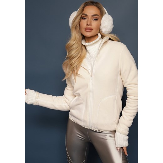 Biała Rozpinana Bluza z Weluru Asinya ze sklepu renee.pl w kategorii Bluzy damskie - zdjęcie 186570944
