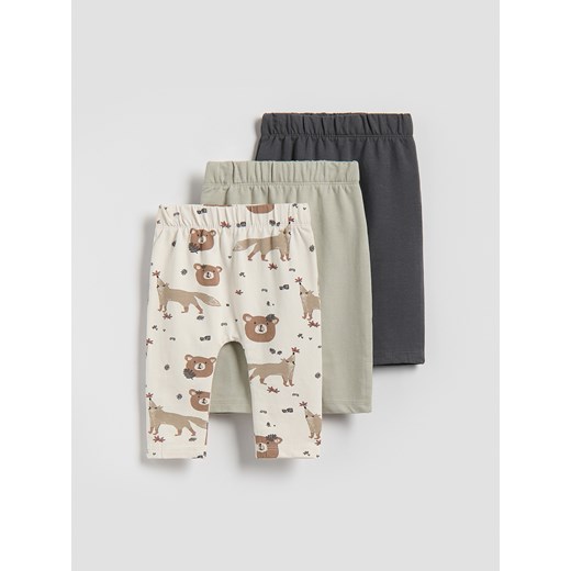 Reserved - Bawełniane legginsy 3 pack - ciemnoszary ze sklepu Reserved w kategorii Spodnie i półśpiochy - zdjęcie 186571364