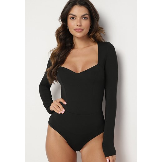 Czarne Body z Wiskozą i Kwadratowym Dekoltem Labiene S born2be.pl