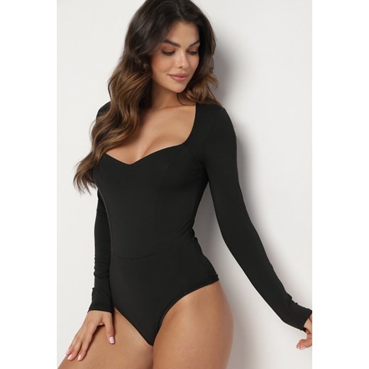Czarne Body z Wiskozą i Kwadratowym Dekoltem Labiene S born2be.pl