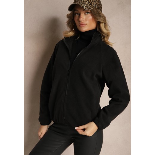 Czarna Bluza z Zapięciem na Suwak Kieszeniami i Stójką Esandria ze sklepu renee.pl w kategorii Bluzy damskie - zdjęcie 186573453