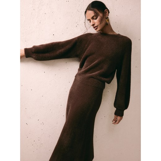 Reserved - Pluszowy sweter - ciemnobrązowy ze sklepu Reserved w kategorii Swetry damskie - zdjęcie 186573480