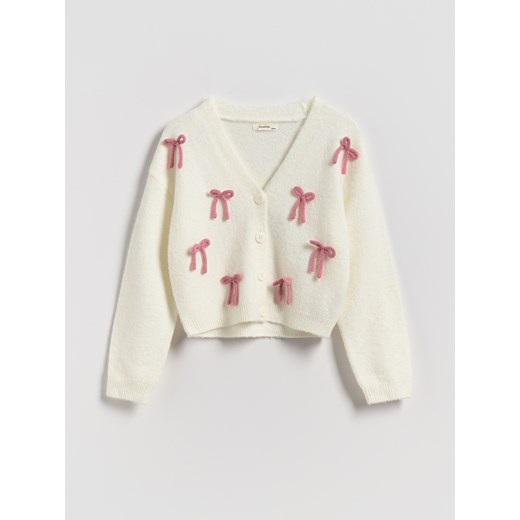 Reserved - Kardigan z kokardkami - złamana biel ze sklepu Reserved w kategorii Swetry dziewczęce - zdjęcie 186573723