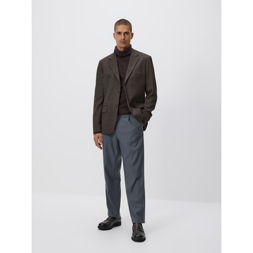 Reserved - Marynarka slim fit z wiskozą - ciemnobrązowy ze sklepu Reserved w kategorii Marynarki męskie - zdjęcie 186575301