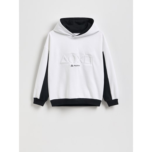 Reserved - Bluza z kapturem Playstation - biały ze sklepu Reserved w kategorii Bluzy chłopięce - zdjęcie 186575414