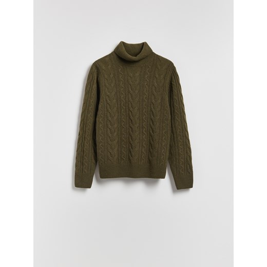 Reserved - Wełniany sweter - ciemnozielony ze sklepu Reserved w kategorii Swetry męskie - zdjęcie 186577032