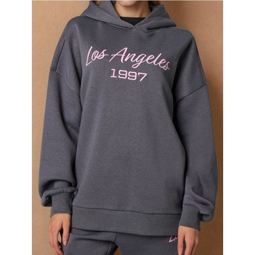 Sinsay - Bluza hoodie w stylu akademickim - szary ze sklepu Sinsay w kategorii Bluzy damskie - zdjęcie 186578461