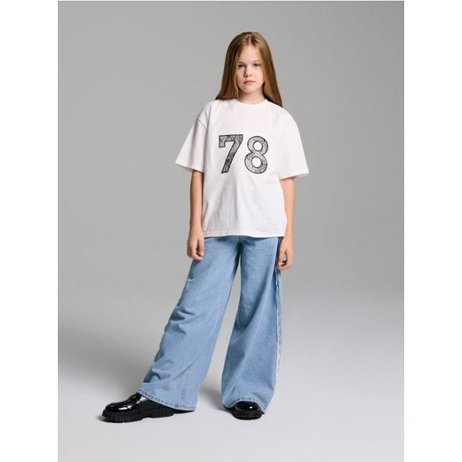 Sinsay - Koszulka z krótkim rękawem - kremowy Sinsay 164 (13-14 l) Sinsay