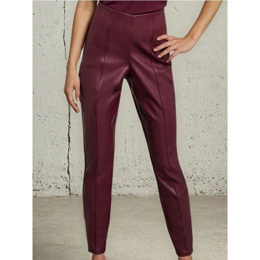 Sinsay - Spodnie z imitacji skóry - bordowy ze sklepu Sinsay w kategorii Spodnie damskie - zdjęcie 186578603