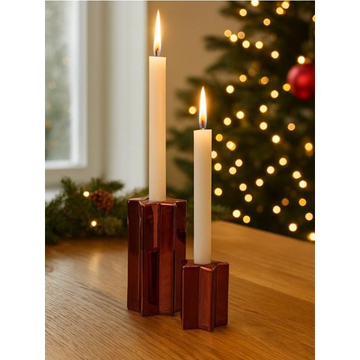 Sinsay - Świeczniki świąteczne w kształcie gwiazdki 2 pack - bordowy ze sklepu Sinsay w kategorii Świeczniki - zdjęcie 186578611