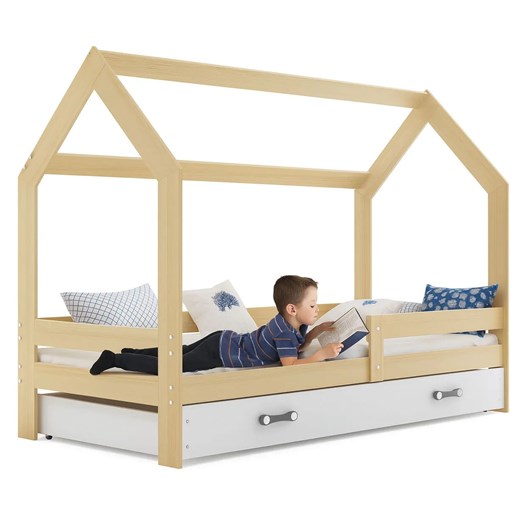 Sosnowe łóżko domek do pokoju dziecięcego 80x160 M3-R50 ze sklepu Edinos.pl w kategorii Łóżka dziecięce - zdjęcie 186578670