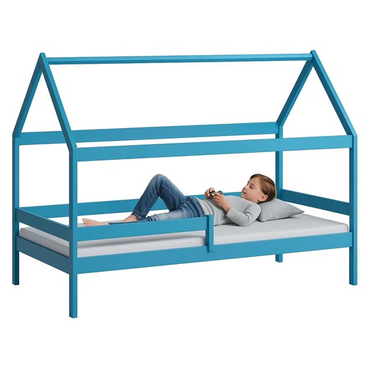 Niebieskie łóżko dziecięce domek L2-G05 ze sklepu Edinos.pl w kategorii Łóżka dziecięce - zdjęcie 186578673