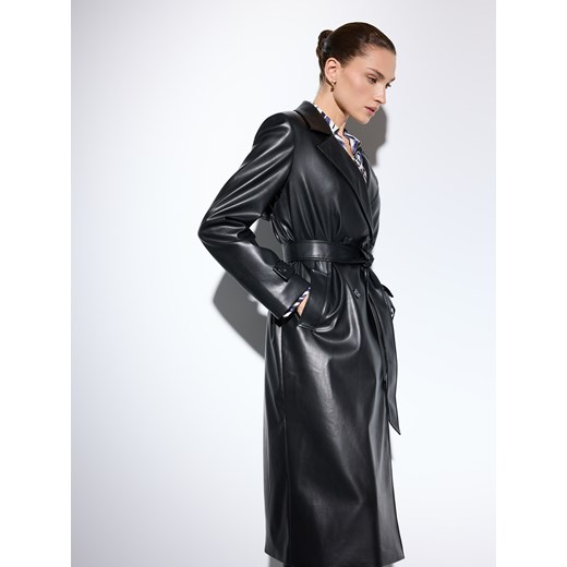 Mohito - Płaszcz z imitacji skóry - czarny ze sklepu Mohito w kategorii Płaszcze damskie - zdjęcie 186579120