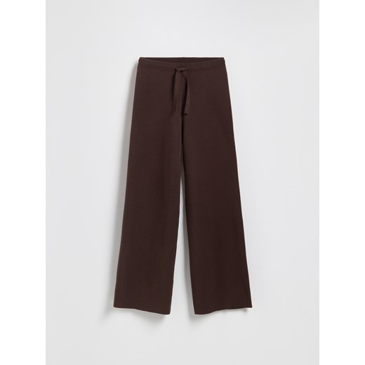 Reserved - Dzianinowe spodnie z wiskozą - brązowy Reserved L Reserved