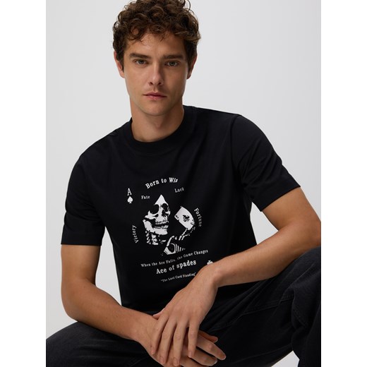 Reserved - T-shirt regular z nadrukiem - czarny ze sklepu Reserved w kategorii T-shirty męskie - zdjęcie 186579284