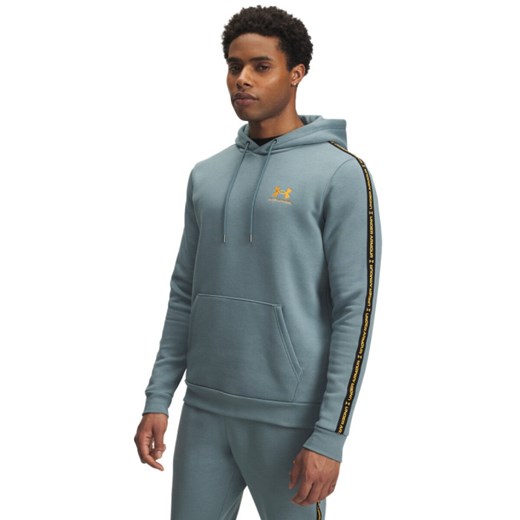 Męska bluza dresowa nierozpinana z kapturem Under Armour UA Icon Fleece Hd Taping - niebieska ze sklepu Sportstylestory.com w kategorii Bluzy męskie - zdjęcie 186579860