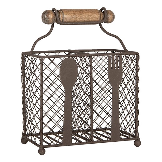 Clayre &amp; Eef Pojemnik w kolorze brązowym na sztućce - 19 x 24 x 11 cm ze sklepu Limango Polska w kategorii Sztućce - zdjęcie 186580714