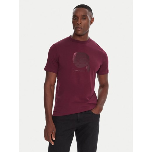 KARL LAGERFELD T-Shirt 755032 554221 Bordowy Regular Fit ze sklepu MODIVO w kategorii T-shirty męskie - zdjęcie 186582560
