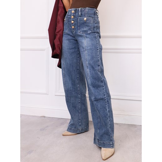 SPODNIE JEANSOWE Z PRZESZYCIAMI I KIESZENIAMI Z PRZODU- JEANS ze sklepu olika.com.pl w kategorii Jeansy damskie - zdjęcie 186584931