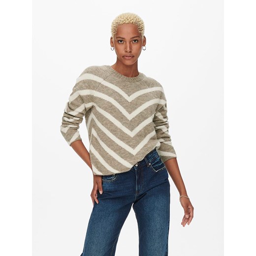 ONLY Sweter w kolorze szarobrązowo-kremowym ze sklepu Limango Polska w kategorii Swetry damskie - zdjęcie 186586392