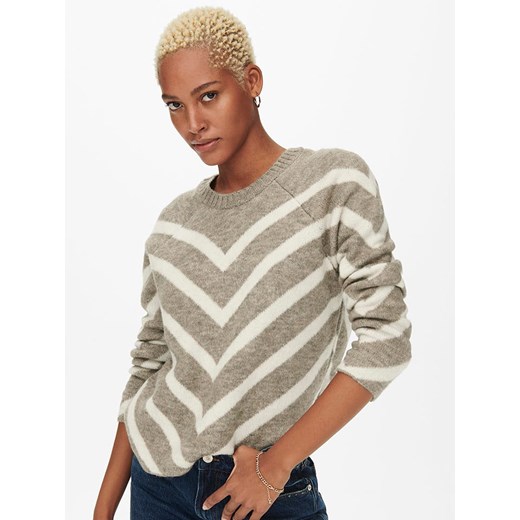 ONLY Sweter w kolorze szarobrązowo-kremowym XL Limango Polska okazyjna cena